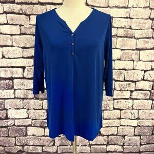 CJ Banks NWT Blue 3/4 Sleeve Blouse Size X
